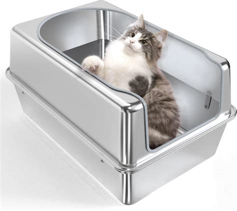 cat litter box metal|stainless steel litter box with high sides.